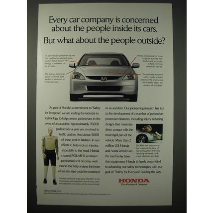 2005 Honda cars Ad - Every car company is concerned about the people inside