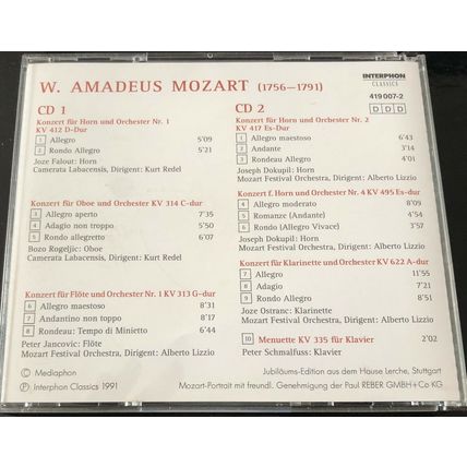 CD Mozart Horn Concerts Nos 1, 2 & 4 ALBERTO LIZZIO - 2 CD set