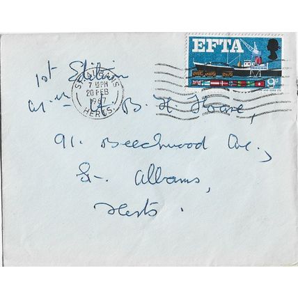 GB 1967 EFTA 9d FDC St Albans pm