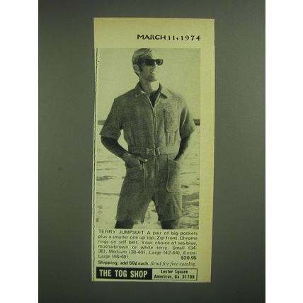 1974 The Tog Shop Terry Jumpsuit Advertisement