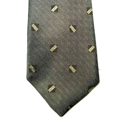 Men's Robert Talbott Silk Tie Gray / Black Lines / Brown Squares 57" (J12