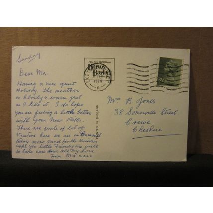 multiview, BUDLEIGH SALTERTON, DEVON. used postcard by Harvey Barton 1974 pm =