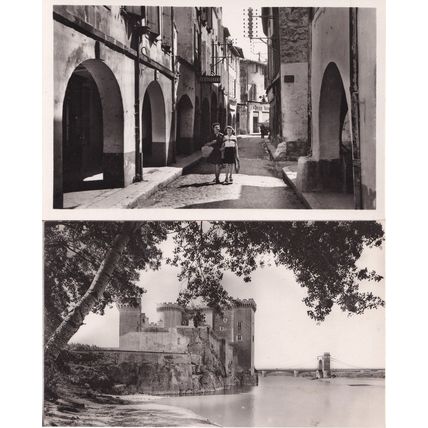 Tarascon France Old Street Arcades Rot Rene Chateau 2x RPC Photo Postcard s