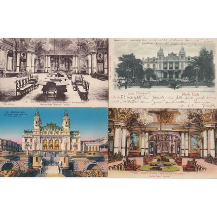 Monte Carlo Casino incl Roulette Tables 4x Antique Postcard s
