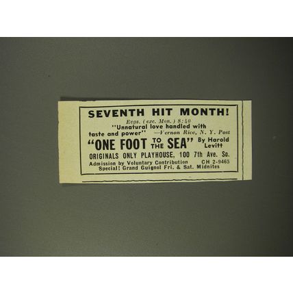 1954 One Foot to The Sea Play Ad - Seventh Hit Month