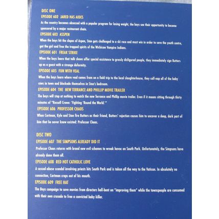 South Park - The Complete Sixth Season (2008 3-Disc DVD Boxset) 6th series SIX