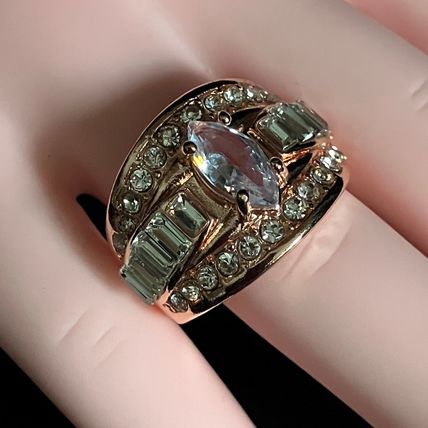 Ring Three Row Fashion Statement Rhinestones #530