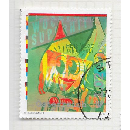 AUSTRIA 2003 ARTS EXHIBITION WATER DROPLET FACE COLOURFUL USED