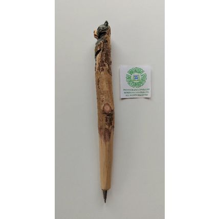 HAND CARVED BLACK BEAR HOLDING A SILVER SALMON BALLPOINT PEN REFILLABLE