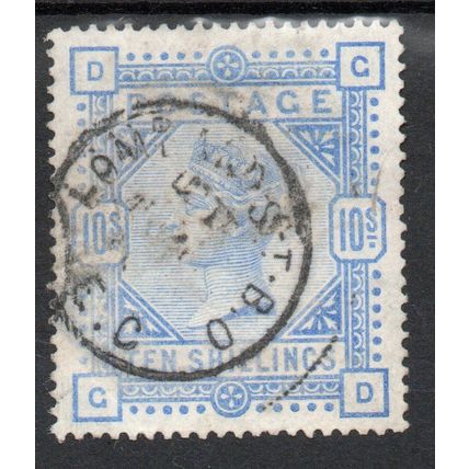 QV SG183, 10s ultramarine, "G D" FINE USED. Cat £525. (SC)