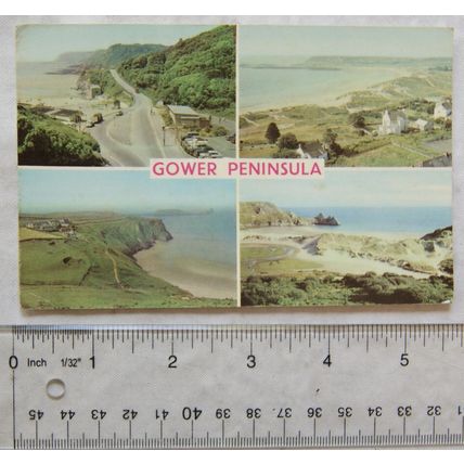 1968 postcard Gower Peninsula, Wales multi-view