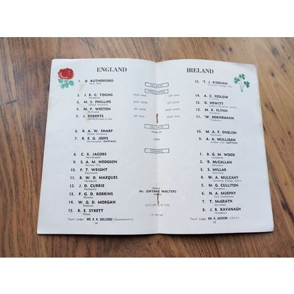 1960 England (Champions) vs Ireland Five Nations Programme, Twickenham, RFU