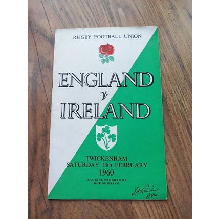 1960 England (Champions) vs Ireland Five Nations Programme, Twickenham, RFU