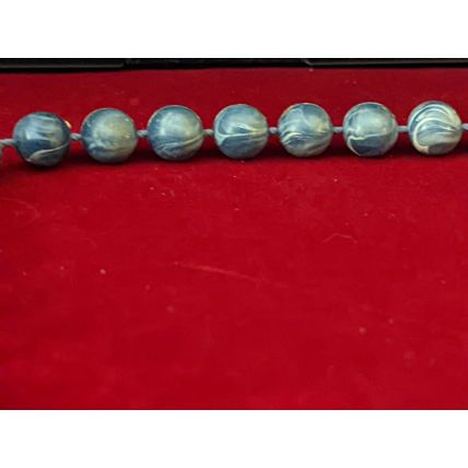 Vintage-Inspired Marbled Blue & White Bead Costume Jewelry Necklace