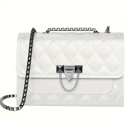 Crossbody Bags for Women, Elegant Quilted Handbags, Small Shoulder Purses-White