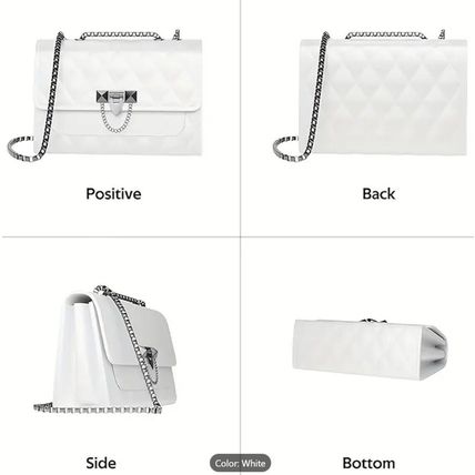 Crossbody Bags for Women, Elegant Quilted Handbags, Small Shoulder Purses-White