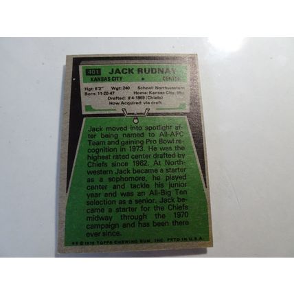 1975 Topps Football Card # 401 Jack Rudnay VG-Ex (4) Kansas City Chiefs