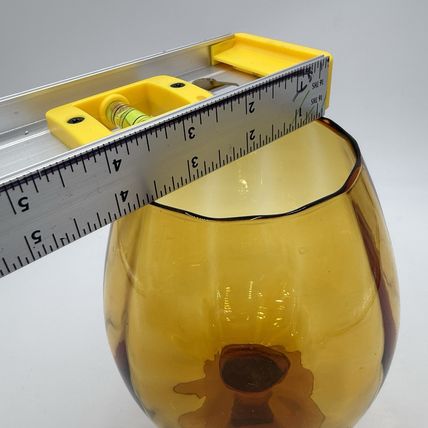 Vintage MCM Empoli Amber Art Glass Ribbed Footed Compote Italy 8”