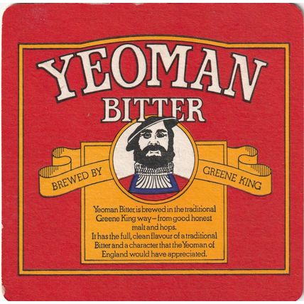 BEER MAT - GREENE KING BREWERY - YEOMAN BITTER - (Cat No 090) - (1983)