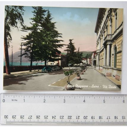 1957 postcard Lago Maggiore, Luino, Via Dante