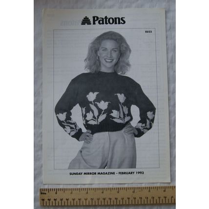 1993 Patons ED32 tulip cotton sweater, DK, 32-42 inch, 81-107 cm