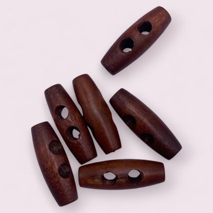 30mm Wooden Brown Toggle Buttons Sewing 2 Hole Craft Scrapbook Coat Duffle