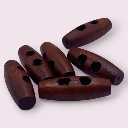30mm Wooden Brown Toggle Buttons Sewing 2 Hole Craft Scrapbook Coat Duffle