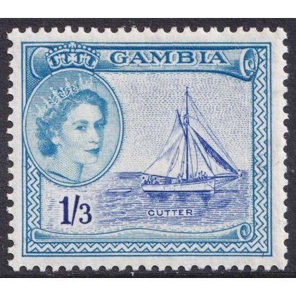 Gambia QEII 1953-59 1s3d Ultramarine Pale Blue Cutter SG179 Mint MH