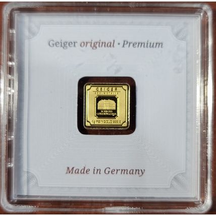 1 gram .9999 Fine Gold Bar - Geiger Edelmetalle (Encapsulated w/Assay)