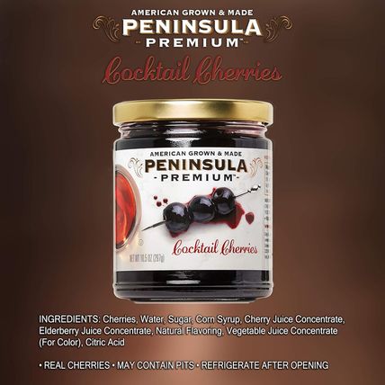 Peninsula Premium Cocktail Cherries | Award Winning | Deep Burgundy-Red | Silky