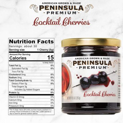 Peninsula Premium Cocktail Cherries | Award Winning | Deep Burgundy-Red | Silky