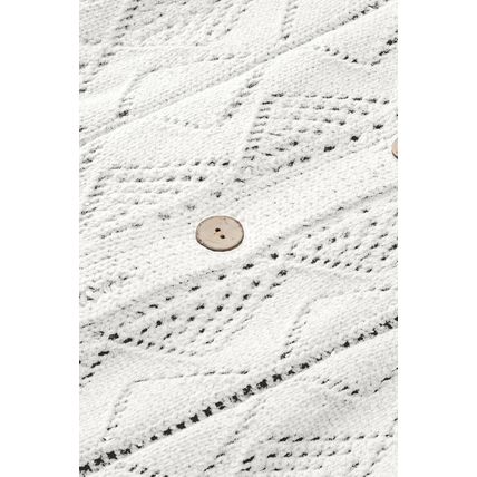 White Hollow-out Openwork Knit Cardigan