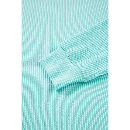 Iceland Blue 3D Ribbed Texture Contrast Patched Pocket Long Sleeve Top