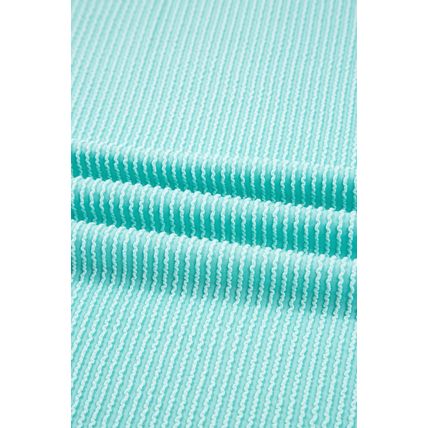 Iceland Blue 3D Ribbed Texture Contrast Patched Pocket Long Sleeve Top