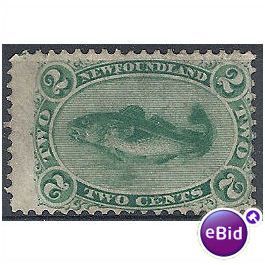 Newfoundland 1865 SG25 2c Yellowish-Green Mounted Mint.