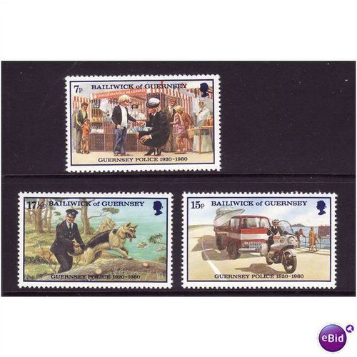 GUERNSEY 1980 GUERNSEY POLICE FORCE SG 214/216 SET 3 VALS U/M MINT