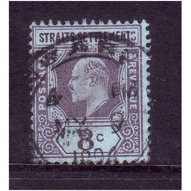 MALAYSIA STRAITS SETTLEMENTS 1902 SG114 8c PURPLE & BLUE FINE USED