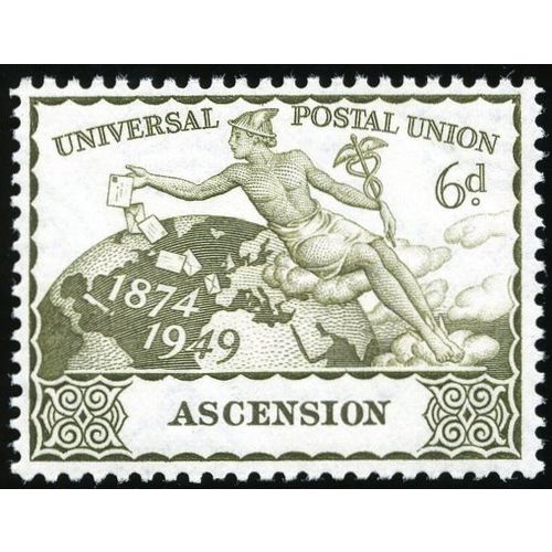Ascension KGVI 1949 75th UPU 6d Olive Unmounted Mint MNH SG 54 Sc 59 CD308 stamp
