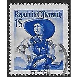 Mi 910 (ʘ): 1 S. vivid purple-ultramarine Definitive Stamp: Provincial Costumes.