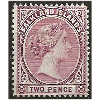 Falkland Islands 1895 SG25 2d Purple Traces of Gum Mounted Mint . . .. .