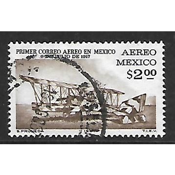 MEXICO 1967 AIRMAIL FLIGHT 2p DE HAVILLAND DH 6A BIPLANE SG1138 FINE USED#2