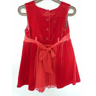 Silvian Heach Baby Girls Red Chiffon Velour Panel Dress RET £45 9-12m BNWT