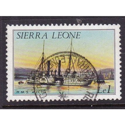 SIERRA LEONE 1984 HISTORY OF SHIPPING 1 le PADDLE STEAMER USED IMPRINT DATE 1985