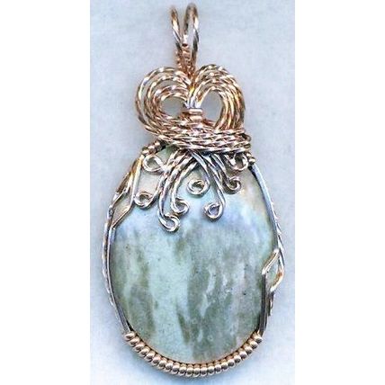Lizard Stone Marble Copper Wire Wrap Gemstone Pendant 35