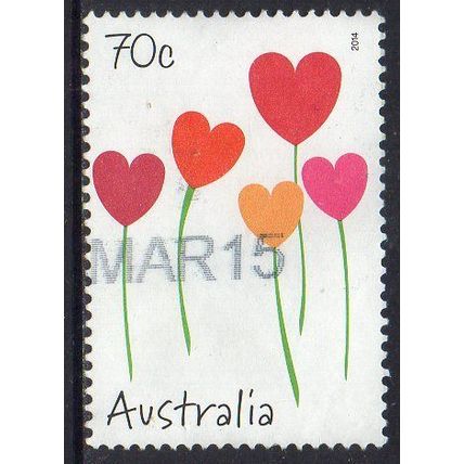 Australia 2014 Special Occasions - Heart-shaped Flowers 70c Sheet Used
