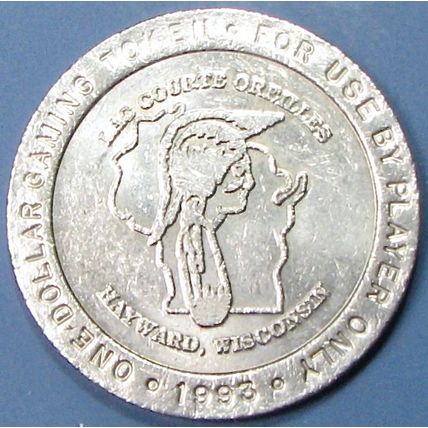 Lac Courte Oreilles. $1 Casino Token. Hayward, WI. 1993. 18A.