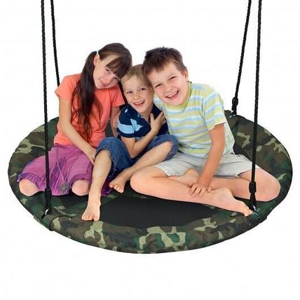 40 Inch Flying Saucer Tree Swing Outdoor Play Set with Adjustable Ropes Gift ...
