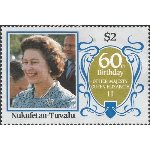 NUKUFETAU TUVULU, Elizabeth II 60th Birthday, blue 1986, $2