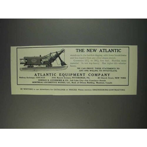 1910 Atlantic Steam Shovel Ad - The New Atlantic