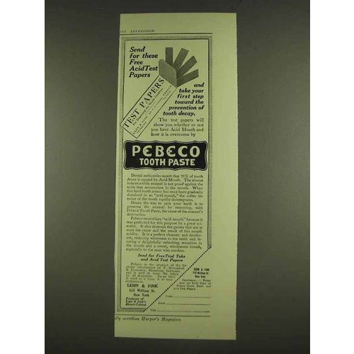 1913 Pebeco Tooth Paste Ad - Acid Test Papers